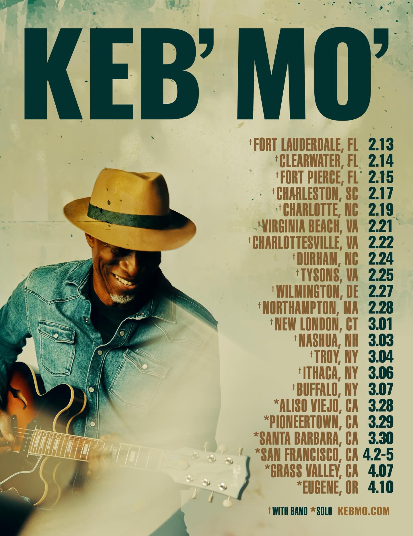 Keb’ Mo’ An Evening with Keb’ Mo’ Tour Poster 2026